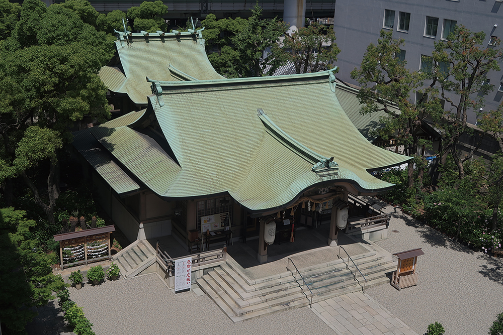 坐摩神社-上空から見た境内